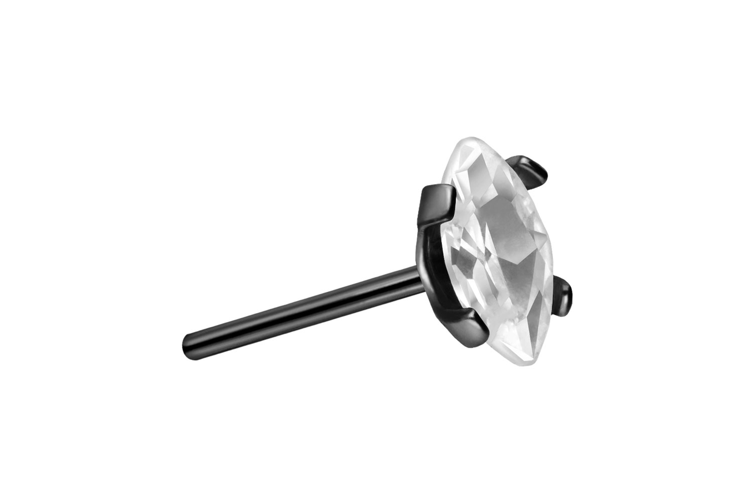 Titan Aufsatz mit Push Pin EINGEFASSTER KRISTALLTROPFEN von Piercingline